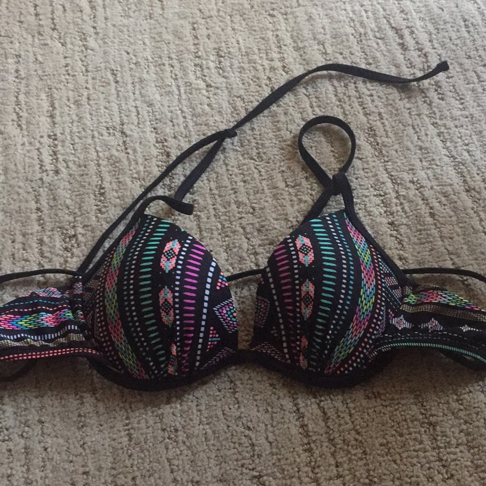 black multicolored push up BIKINI top